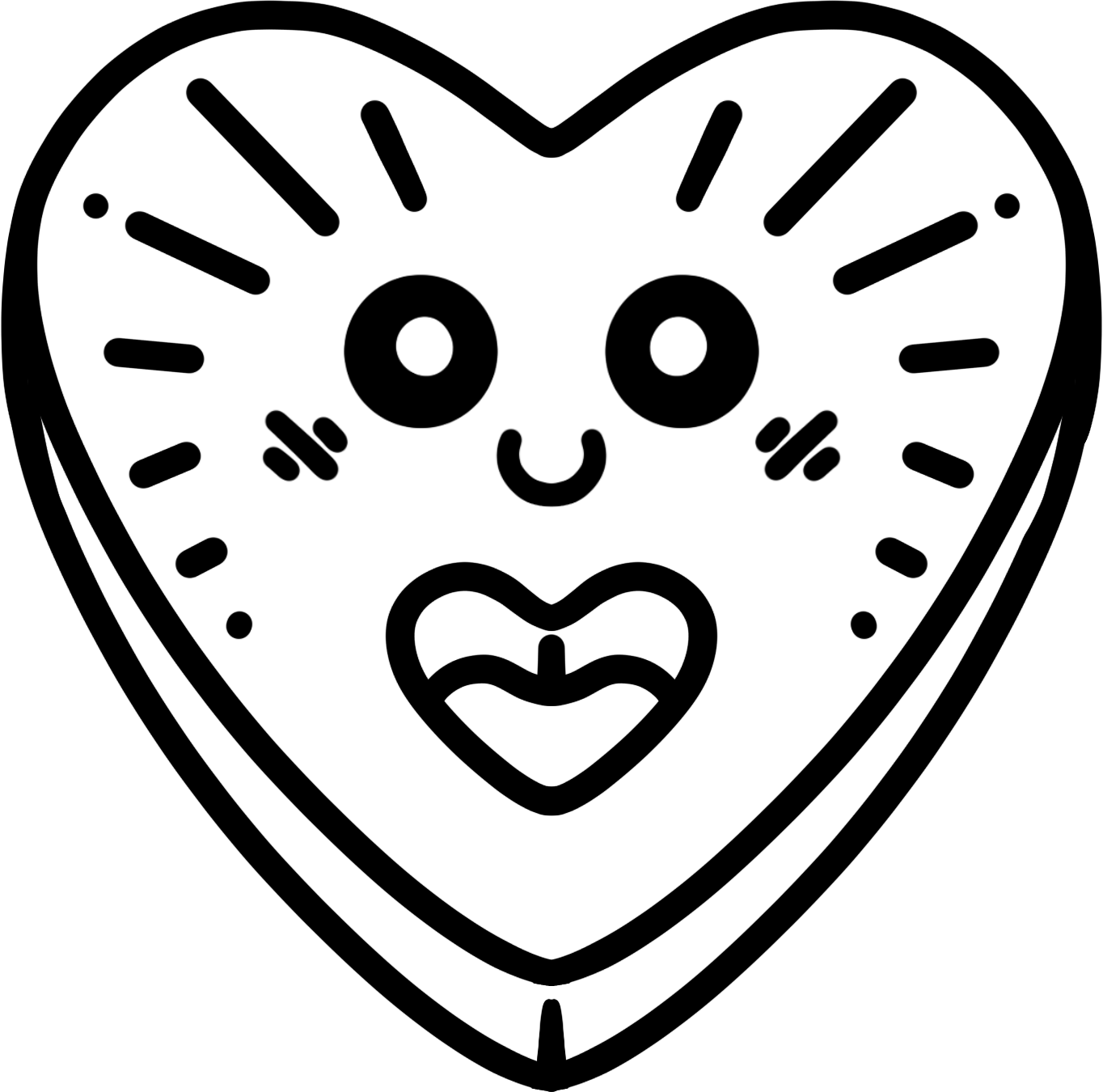 a linework heart with another heart cut out in the middle